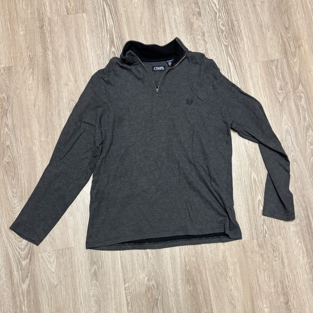 Chaps Black and Gray Quarter-Zip Pullover